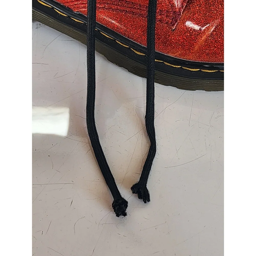 Dr. Martens 1460 Glitter J Red Sparkle Lace Up Side Zip Boots Kids Size 2 US